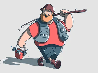 Fisherman 2d character character design fireart fireart studio fish fisherman illustration