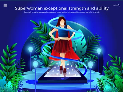 Exceptional Superwoman Illustration app illustration color illustration creative digital art forest gradient hero image illustration jungle landing page illustration leaf lilly singh superwoman tech web page illustration