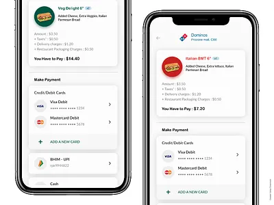 Food App - Payment Selection Screen minimal mobile app mobile ui payment method payments ui element uielements uiux uxdesign