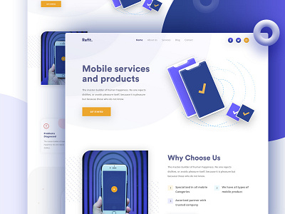Mobile Service Landing Page app best design 2019 best landing page branding clean color company creative design gradient homepage illustration landing minimal mobile landing page mobile services new website 2019 products typography website
