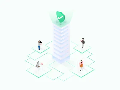 ✅Secure your building characters design illustration isometric perspective procreate scanner security shield sketch vector