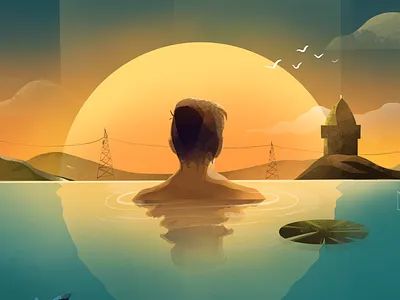 Pond characterdesign design illustration illustration design india photoshop procreate procreate app procreate art temple textures