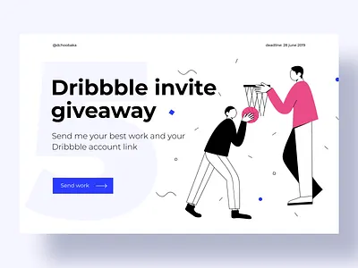 5 Dribbble invite dchoobaka design dribbble dribbble invite giveaway illustration invite web