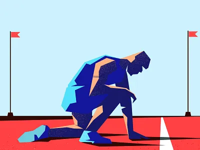 The Runner airnauts artist branding bright colors cubism dawid design exercise flat grainy illustration low poly ractengular run runner shapes sport squares ui vector