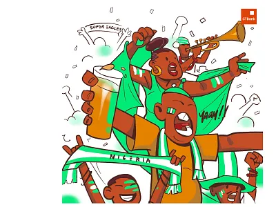 Super Eagles Fans animation art comic doodle dribbler illustration mobile soccer ui ux vector