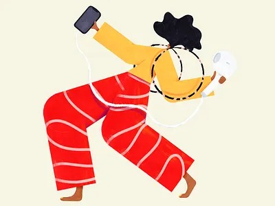 📻 dancing drawing earpods earrings illustration iphone music red speaker texture