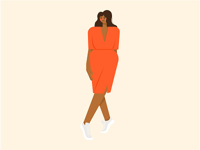 Sun Dress Season character coral cute design flat girl illustration sneakers summer tan texture vector