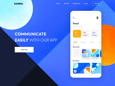 Landing page - Karen app clean colors design experience illustration landing minimal one page ui ux vectors web website