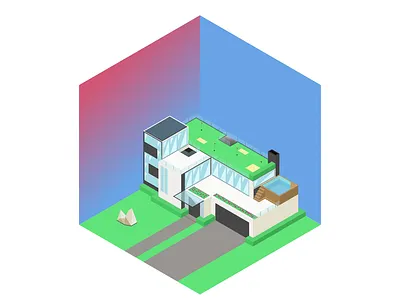 Isometric mansion architecture house illustration isometric isometric art squares vector