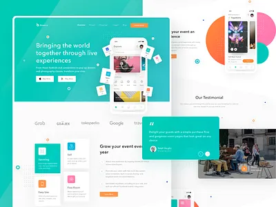 Landing Page App app card cards clean color design desktop event homepage ios landing login mobile payment profile simple testimonial trello ui website