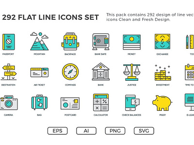 292 Flat Line Icons Pack branding dashboard design flat flat icons graphic design icon icon pack icons icons design line logo logo branding logo design social media startup startup icon
