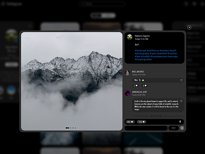 Post Comment Instagram WEB REDESIGN dark mode branding comments dark design flat instagram mode post typography ui ux web website