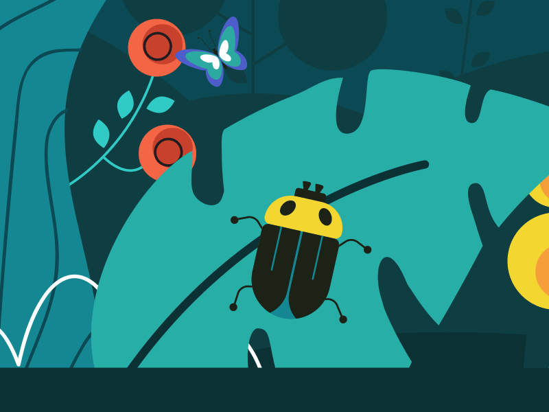 Beatle Boogie animals animation beatle bug butterfly dance flower foliage forest leaf leaves lemonly michael mazourek mike mazoo motion graphics tree