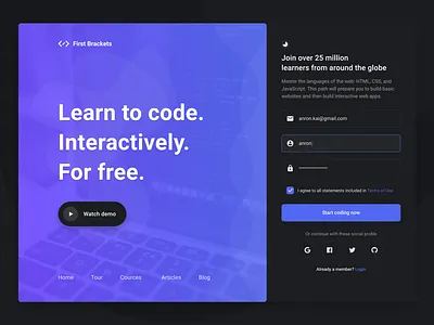 Sign Up Form code dark desktop form login registration sign in sign up ui web
