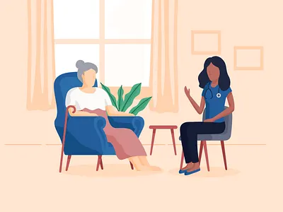 Home Care care chair doctor healthcare home illustration medical nudds nurse patient pensioner