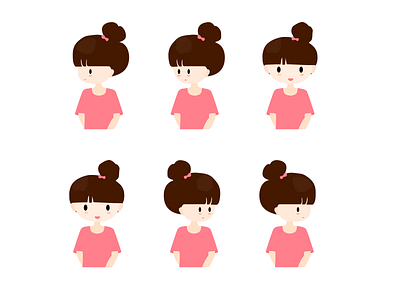卡通人像三视图 ui 插图