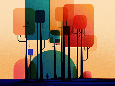 Nature colour illustration illustrations landscape light man nature project shape tree vector winter