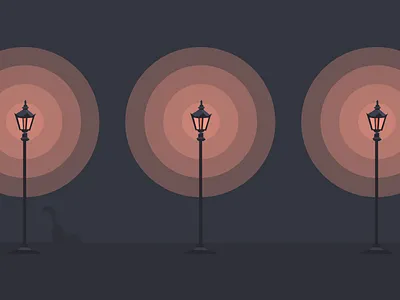 Street Lights animal brand cat character city concept design glow identity illustration illustrator jrdickie lamp lighting lights night time pattern pet street vector