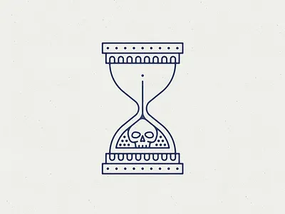 Stealing Time From Death handdrawn hourglass illustration monoline skull