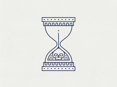 Stealing Time From Death handdrawn hourglass illustration monoline skull