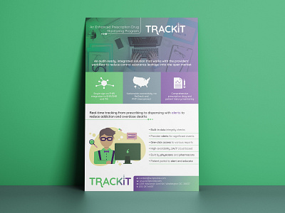 TrackIt App Flyer app flat flat design flyer flyer artwork flyer design gradient gradient logo green green and purple illustration logo medical medical app medical design modern modern design print print design purple