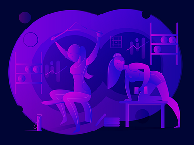 Gym Workout charecter design concept design digital arts digital painting fitness girl character gym helth illustration style trendy ui vector web illustration workout