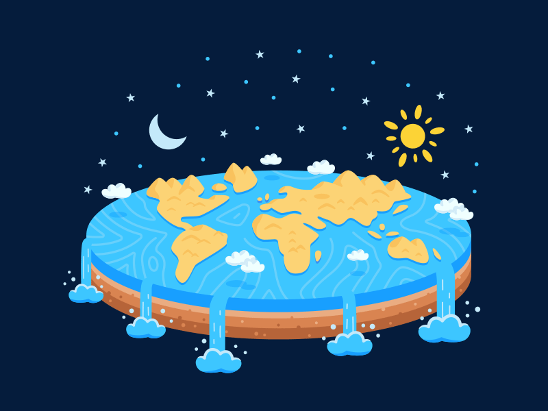 Flat Earth t-shirt design Illustration animation cartoon earth earth day flat funny gif illustration map moon motion design planet sea space stars sun t shirt design vector water world