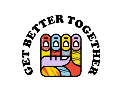 Hand badge color cooper hand icon illustration line logo patch texture typography