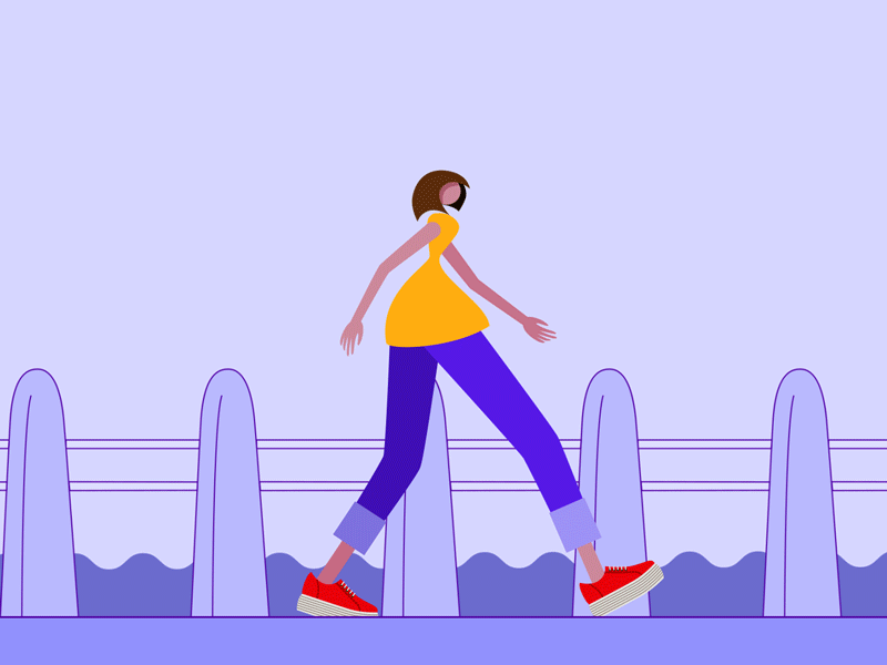 Walking along the promenade 2d animation after affects after effects animation animation character animation character design characters design graphic design graphic designer illustration motion motion design motion designer motion graphics vector