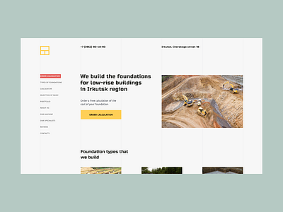 Foundation construction adobe xd landing layout menu minimal ui ux web