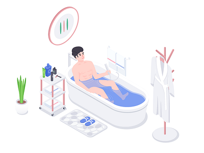 Bathing daily illustration life