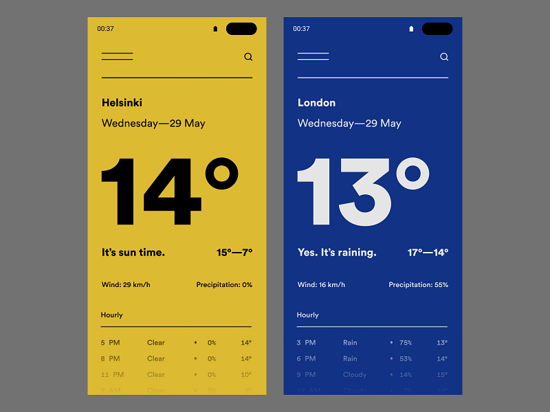 Dribbble Daily UI #37 // Weather — 2 app app design clean ui daily ui interface design layout minimal mobile app product design typography ui userinterface weather weather app