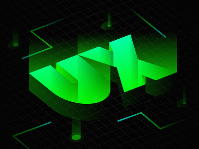 UX Grid 3d gradient grid isometric tron