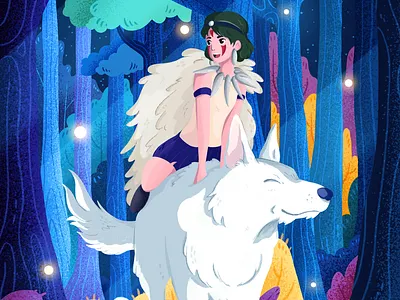 Princess Mononoke fanart animation anime art character art creatures fanart forest ghibli girl graphic design illustration miyazaki nature photoshop princess mononoke wacom cintiq wolf