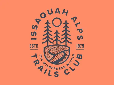 Issaquah Alps Trails Club I badge explore hike illustration nature running sun trail tree trees washington washington state wilderness