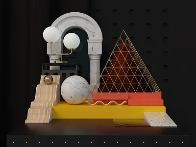 Four 3d 3dartist abstrac c4d cinema4d design illustration marble otoy rusty