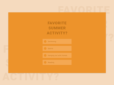 Orange Quiz Layout design flat form forms modern orange quiz radio button radio buttons ui web
