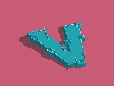 V 3d 3d art broken cracked letter type type art typogaphy vector art