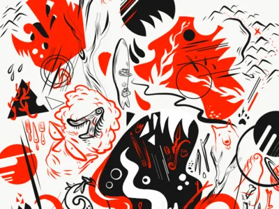 Detail of a pattern full of curiosities 1 cryptozoology illustration monsters pattern patterns repeating pattern surface pattern wallpaper