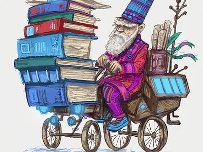 The Book Salesman drawing illustration procreate sketching