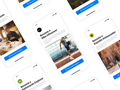 Landing Pages app design expedia instagram interface iphonex kathmandu landing landing page minimal mobile nike sign in sign up stackla ui ux welcome