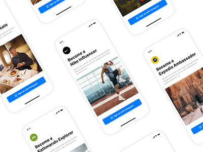 Landing Pages app design expedia instagram interface iphonex kathmandu landing landing page minimal mobile nike sign in sign up stackla ui ux welcome