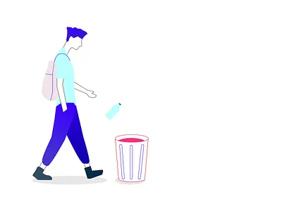 Trash delete illustraion person trash walking web