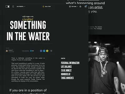 Music.com - Article/Blog article blog by music interview long page music.com pharrell review stories story storytelling webdesign