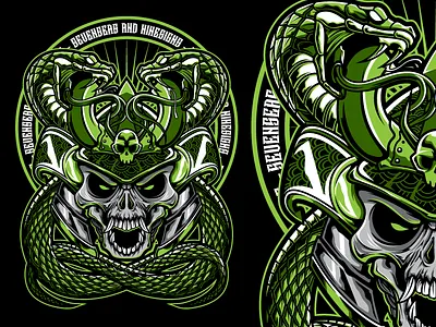 Samurai Viper illustration merch design samurai shirt design skull viper warrior
