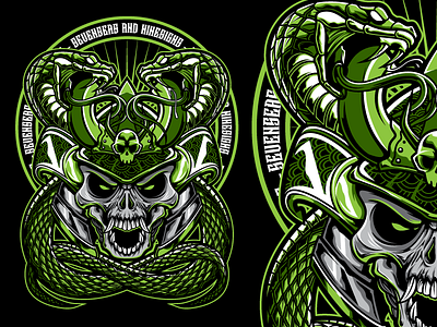 Samurai Viper illustration merch design samurai shirt design skull viper warrior