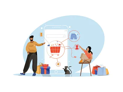 Online Shopping boy cat character clothes designing dribbble ecommerce girl character graphic deisgn illustration online shopping shopping target vector