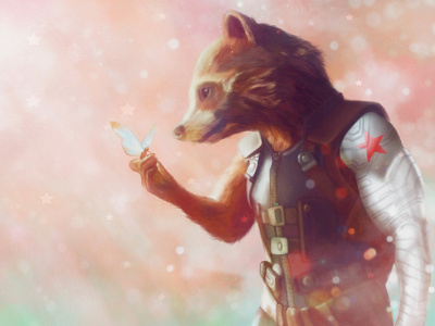 Rocket Raccoon with hand of Winter Soldier Fan Art avengers character concept digital art digital illustration digital painting guardians of the galaxy guardiansofthegalaxy illustration raccoon rocket rocket raccoon winter soldier