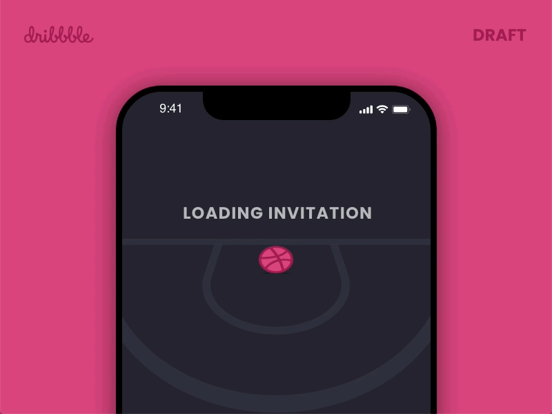 Dribbble Loading Animation adobe xd animation autoanimate basketball drafted dribbble ball dribbble invite invitation invite loading animation welcome