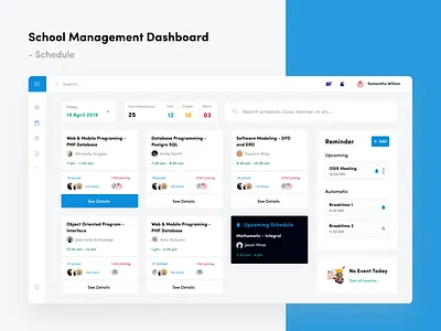 Schedule Screen - School Management Dashboard clean dashboard school school management ui ux